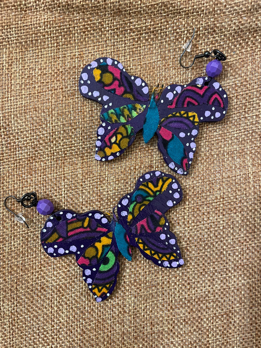 Africa Butterfly Earrings -Purple