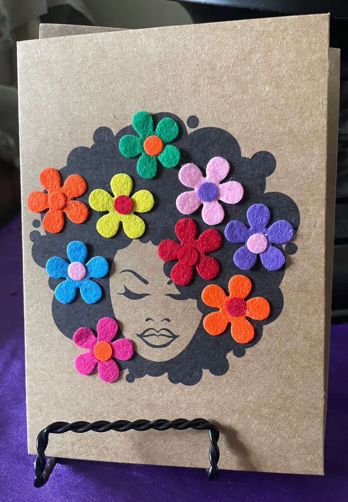 Flower Afro Woman Card