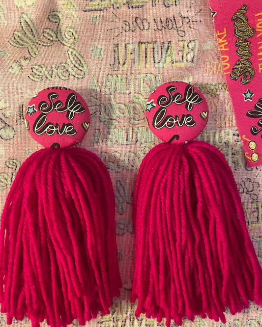 Self Love Button Tassel Earrings