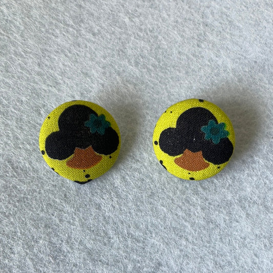 Afro Puff Button Earrings